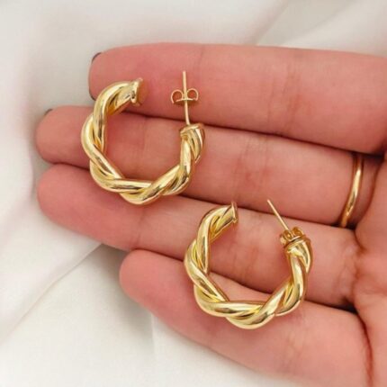 Twisted Sparkling Earrings for Women Elegant Super Fashion Jewelry available in 2, Silver & Golden