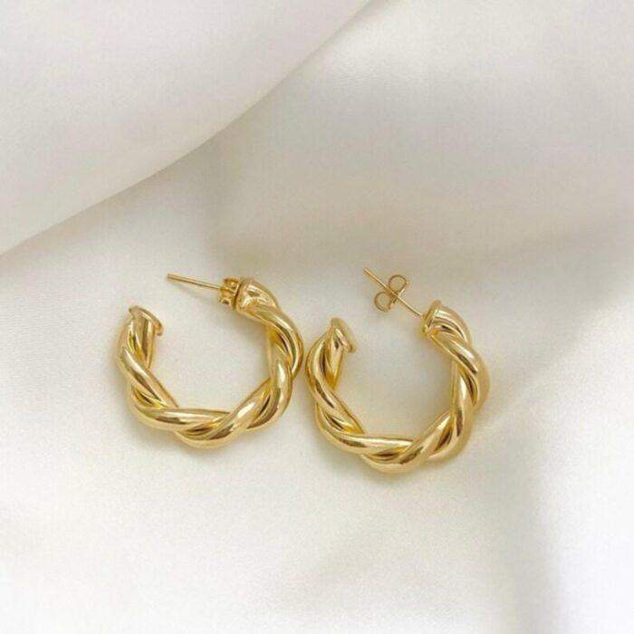 Twisted Sparkling Earrings for Women Elegant Super Fashion Jewelry available in 2, Silver & Golden - Image 4