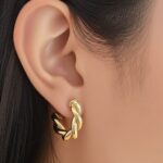 Twisted Sparkling Earrings for Women Elegant Super Fashion Jewelry available in 2, Silver & Golden - Image 2