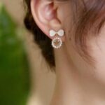 Smiley Face Zircon Korean Earrings, Elegant Bow & Crystal Circle Super Design, In 2 colours Golden and Silver