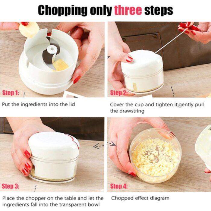 Mini Hand Powered Food Chopper, Multifunction Super Meat Grinder, Vegetable & Nut Mincer All in 1 - Image 2