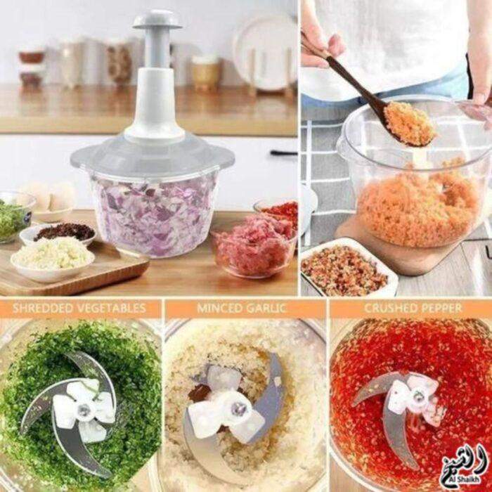 Hand Press Food Chopper 1.5L – Manual Vegetable and super Meat Grinder - Image 2