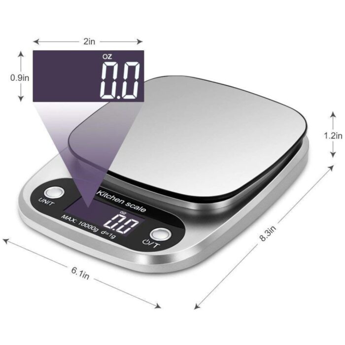 Kitchen Digital Weight Scale, Electronic Kitchen Scale 1g–10000g, Super Silver - Image 2