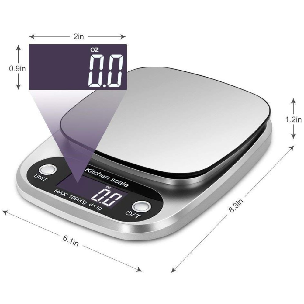 Kitchen Digital Weight Scale (2) Kitchen Digital Weight Scale, Electronic Kitchen Scale 1g–10000g, Super Silver - Image 2