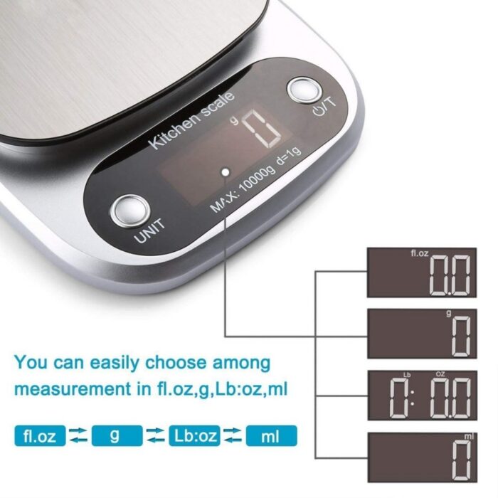 Kitchen Digital Weight Scale, Electronic Kitchen Scale 1g–10000g, Super Silver - Image 3