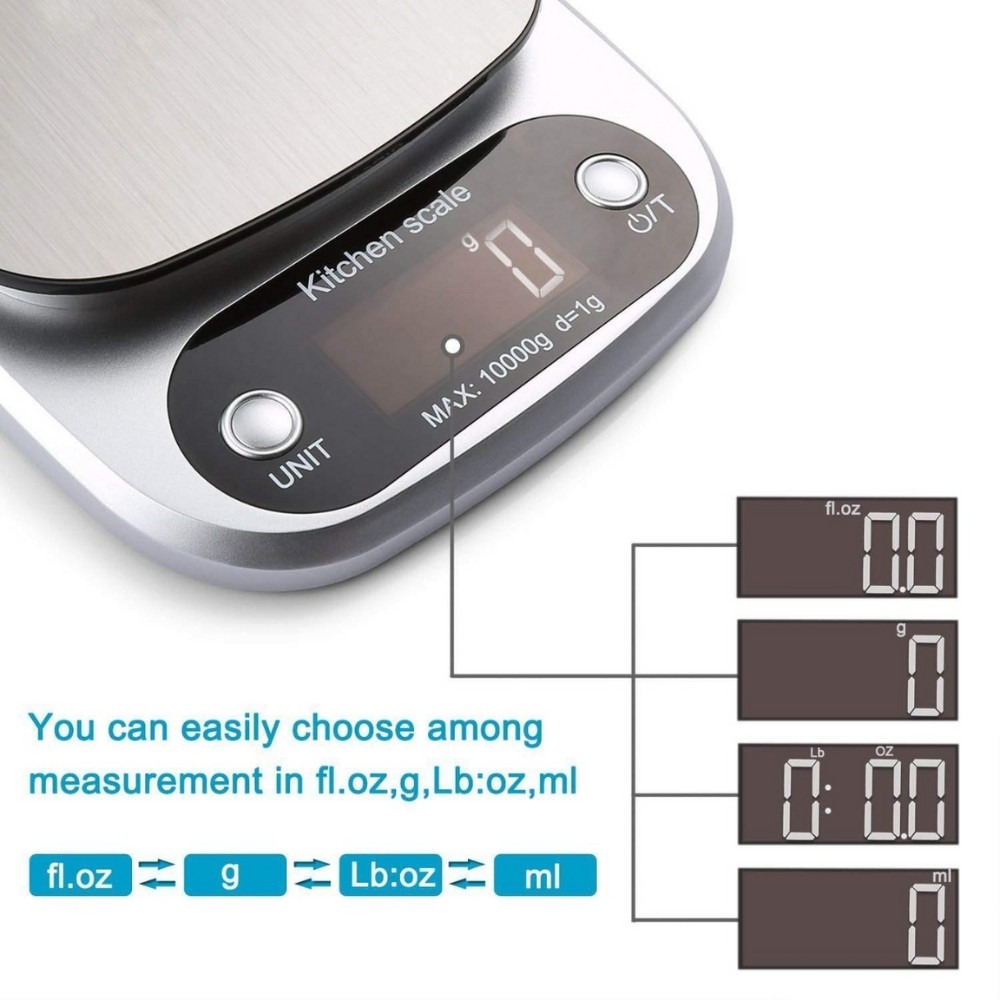 Kitchen Digital Weight Scale (3) Kitchen Digital Weight Scale, Electronic Kitchen Scale 1g–10000g, Super Silver - Image 3