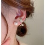 Pearl Zircon Korean Flower Earrings for Women Floral Super Pearl & Zircon Design, Availablein 2, Silver & Gold - Image 2