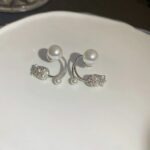 Pearl Zircon Korean Flower Earrings for Women Floral Super Pearl & Zircon Design, Availablein 2, Silver & Gold - Image 3
