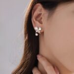 Tangled Korean Pearl Earrings, Korean-Style Jewellery with Butterfly Motif, Crystals & Faux Pearls in 2 colors Golden & Silver