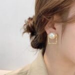 Korean Square Pearl Shape Earrings for Women & Girls super Golden Alloy A1 Ethnic & Casual Wear Jewellery