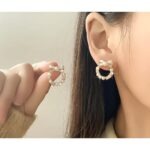 Pearl Bow Korean Zircon Earrings for Women Super Elegant Bowknot Design with Sparkling Zircon and Pearl Accents 100% Stylish - Image 3