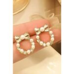 Pearl Bow Korean Zircon Earrings for Women Super Elegant Bowknot Design with Sparkling Zircon and Pearl Accents 100% Stylish - Image 2