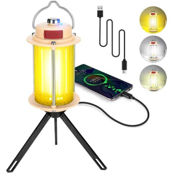 MX6611 Stepless Dimmable LED Camping Light Portable Rechargeable Lantern with 360° Brightness, Tripod Stand & Hook for Outdoor and Indoor Use - Image 2