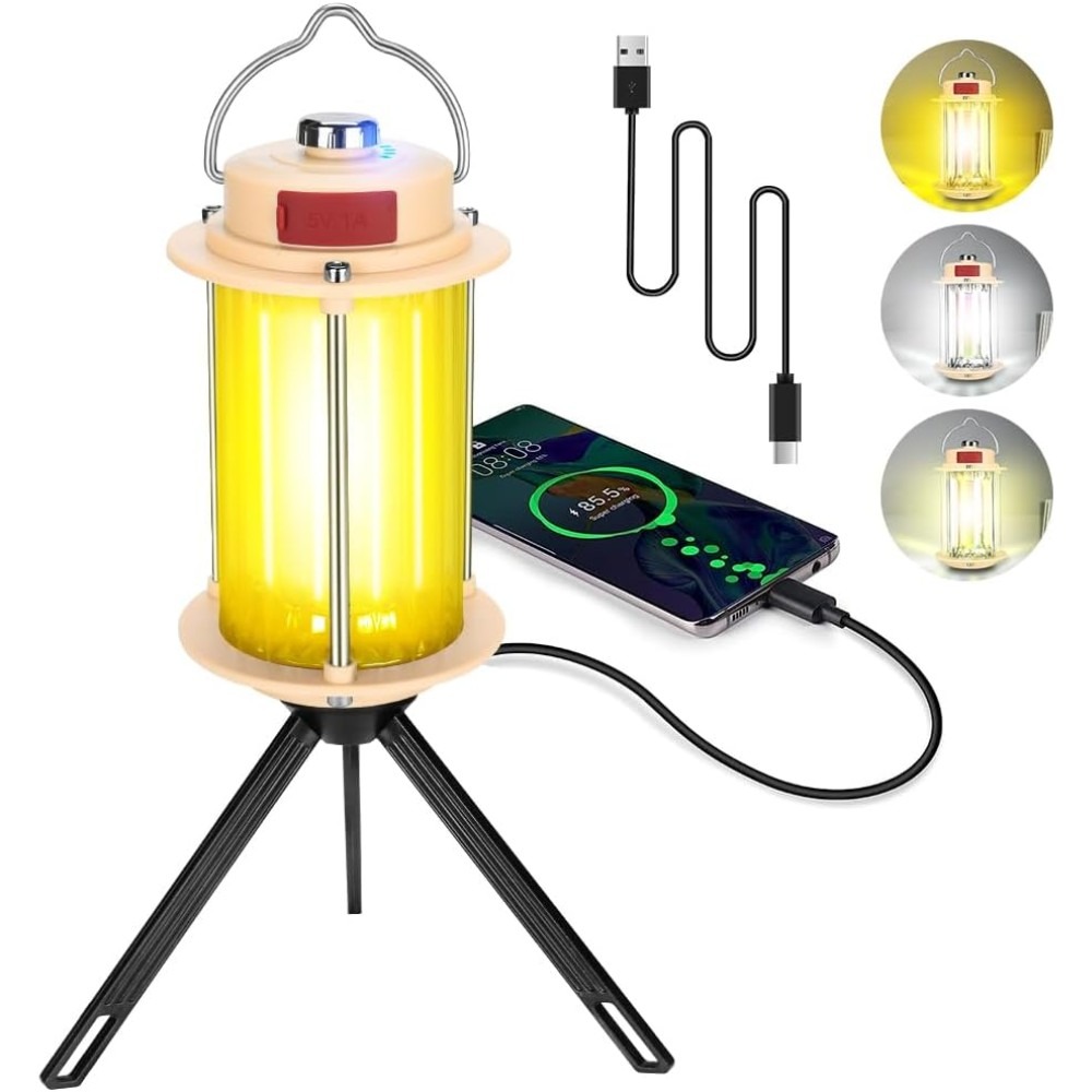 LED Camping Light Portable (5) MX6611 Stepless Dimmable LED Camping Light Portable Rechargeable Lantern with 360° Brightness, Tripod Stand & Hook for Outdoor and Indoor Use - Image 2