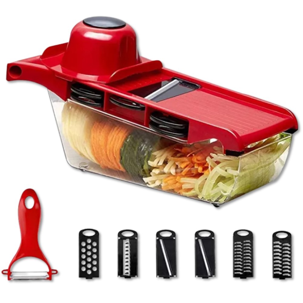 Mandolin Slicer Vegetable Cutter (4) 10-in-1 Mandolin Slicer Vegetable Cutter, Stainless Steel Super Blade Multi-Function Kitchen Tool - Image 4