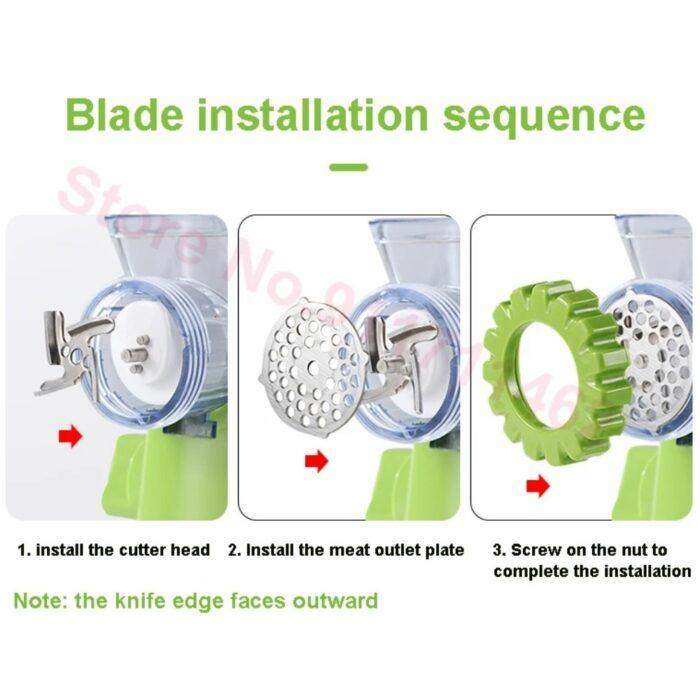 Grinder 100% High Quality Multifunctional Meat Mincer, Manual Vegetable Chopper Blender, ABS + Stainless Steel Kitchen Cooking Tool - Image 3