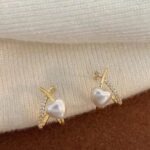 Stylish Minimalist Pearl Heart Earrings Elegant Gold-Plated Hoop with Crystal Zircon Detailing in 2 Silver & Golden - Image 3