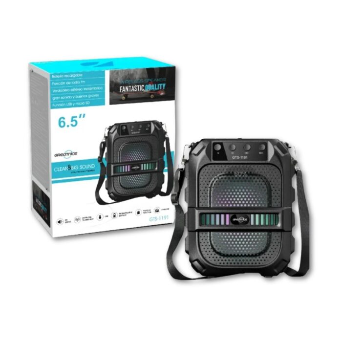 Wireless Portable Bluetooth Speaker with 6.5" Subwoofer, FM Radio, USB/AUX/TF Support & 1200mAh Super Battery, GTS-1191 10W - Image 7