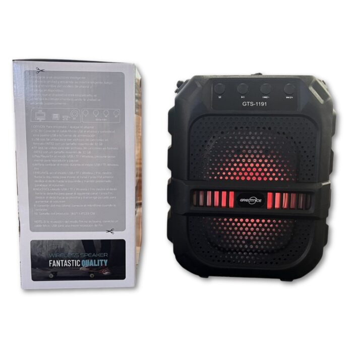 Wireless Portable Bluetooth Speaker with 6.5" Subwoofer, FM Radio, USB/AUX/TF Support & 1200mAh Super Battery, GTS-1191 10W - Image 4