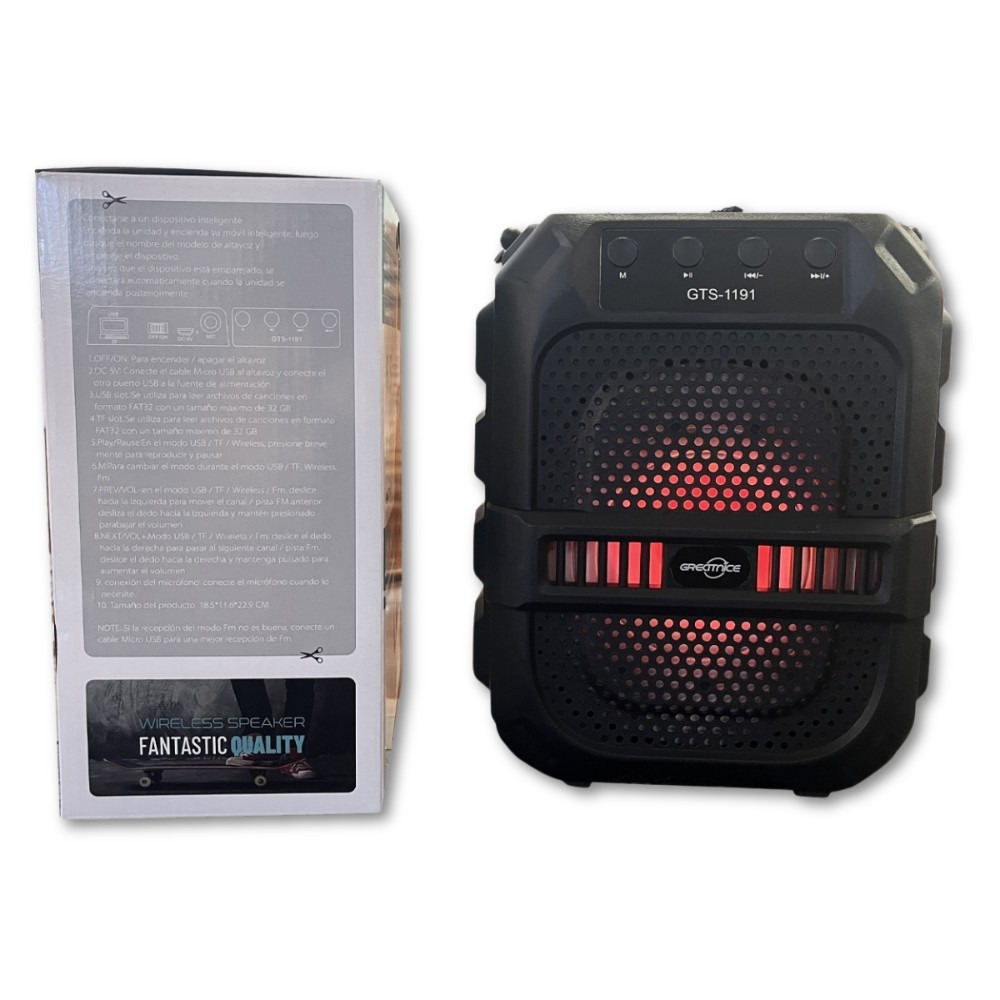 Portable Bluetooth Speaker (6) Wireless Portable Bluetooth Speaker with 6.5" Subwoofer, FM Radio, USB/AUX/TF Support & 1200mAh Super Battery, GTS-1191 10W - Image 4