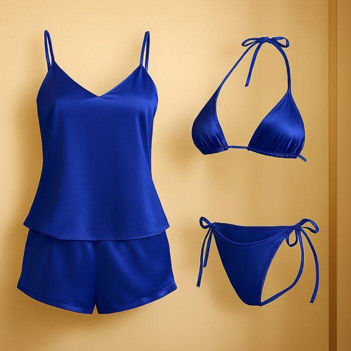 Premium Satin Sleepwear and Lingerie Impressive Combo for Women 3-Piece Set - Image 2
