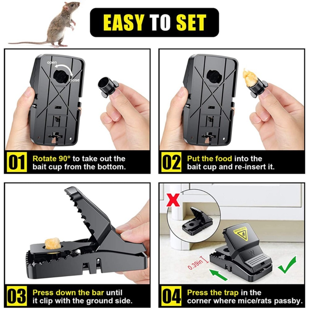 Reusable Plastic Mouse Trap (4) Heavy Duty Reusable Plastic Mouse Trap Durable, Super Safe & Humane Rodent A1 Control Trap for Indoor & Outdoor Use - Image 4