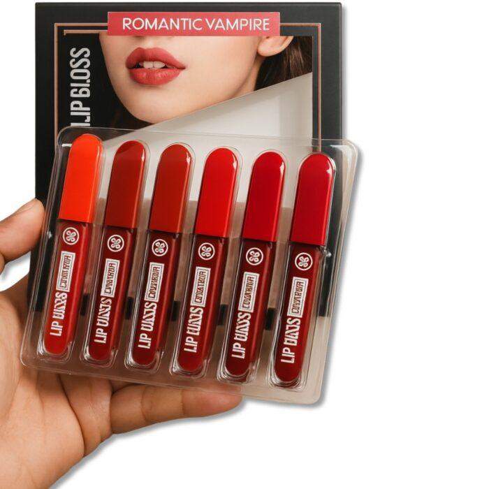 Romantic Empire Matte Lipgloss Set of 6, Super Pigment Long-Lasting Liquid Lip Gloss, Shades of Red Collection - Image 4