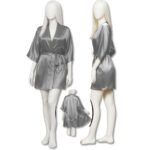 Satin Gown Robe for Women, Short Length with Waist Tie, Glossy Satin Lounge Robe, V-Neck, Elbow Sleeves, Free Size 28–38, Available in Black, Grey, Blue & Maroon - Image 2
