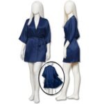Satin Gown Robe for Women, Short Length with Waist Tie, Glossy Satin Lounge Robe, V-Neck, Elbow Sleeves, Free Size 28–38, Available in Black, Grey, Blue & Maroon - Image 3