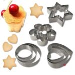 12-Piece Stainless Steel Cookie Cutter Set, Heart Star Round Flower Shapes, DIY Baking Molds, Reusable Kitchen Tools