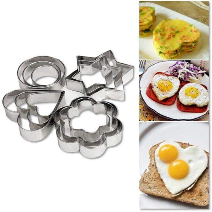 12-Piece Stainless Steel Cookie Cutter Set, Heart Star Round Flower Shapes, DIY Baking Molds, Reusable Kitchen Tools - Image 4