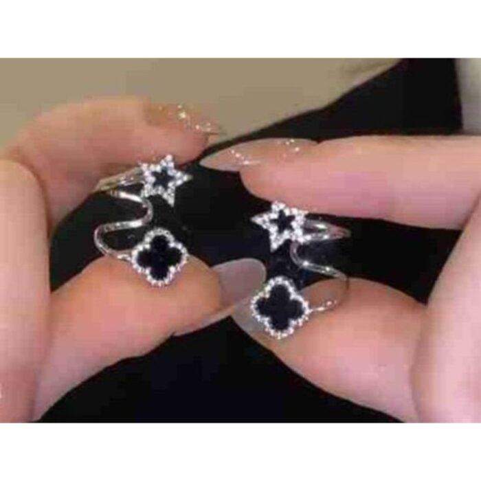 Sparkling Clover Star Earrings Super Gold Plated Fashion Jewelry with Black Enamel & Crystal Detailing 100% best - Image 5