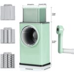 Vegetable Cutter Multifunctional Rotary Cheese Grater, Manual Drum Slicer with 3 Interchangeable Stainless super Steel Blades