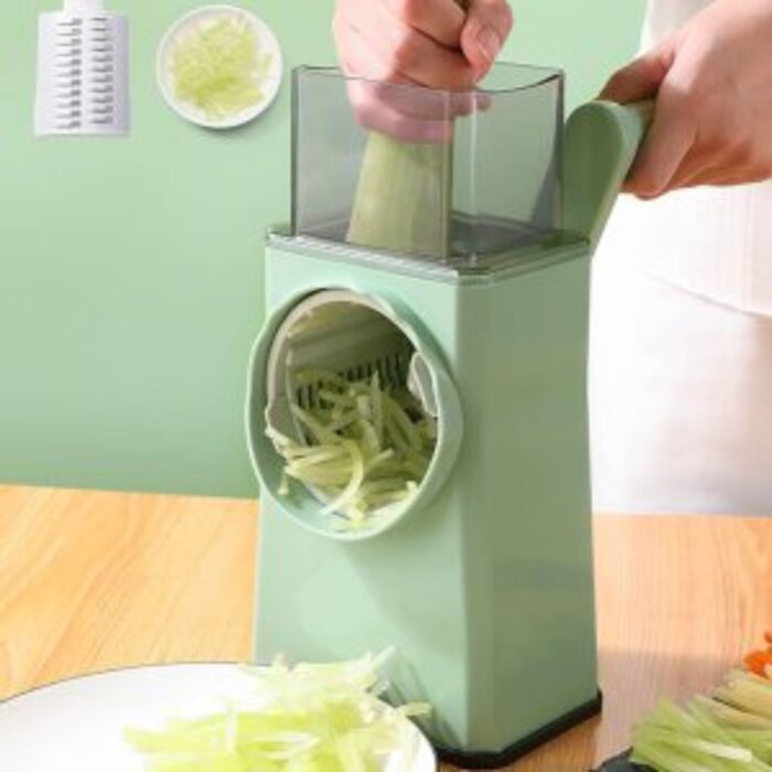 Vegetable Cutter Multifunctional Rotary Cheese Grater, Manual Drum Slicer with 3 Interchangeable Stainless super Steel Blades - Image 5