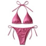Premium Women Bikini Set Halter Neck Triangle Top with Adjustable Side-Tie Bottom, Free Size 28–36, Available in 3 colors - Image 2