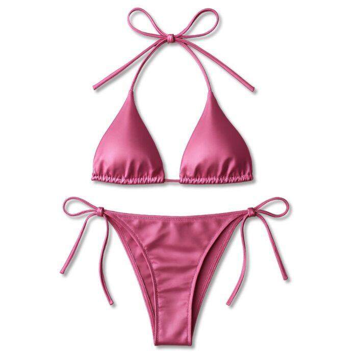 Premium Women Bikini Set Halter Neck Triangle Top with Adjustable Side-Tie Bottom, Free Size 28–36, Available in 3 colors - Image 2