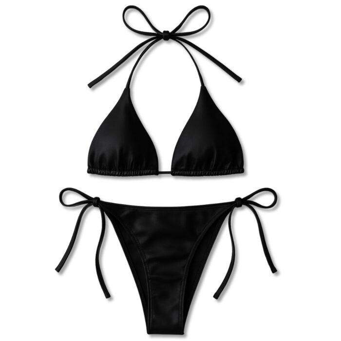 Premium Women Bikini Set Halter Neck Triangle Top with Adjustable Side-Tie Bottom, Free Size 28–36, Available in 3 colors - Image 3