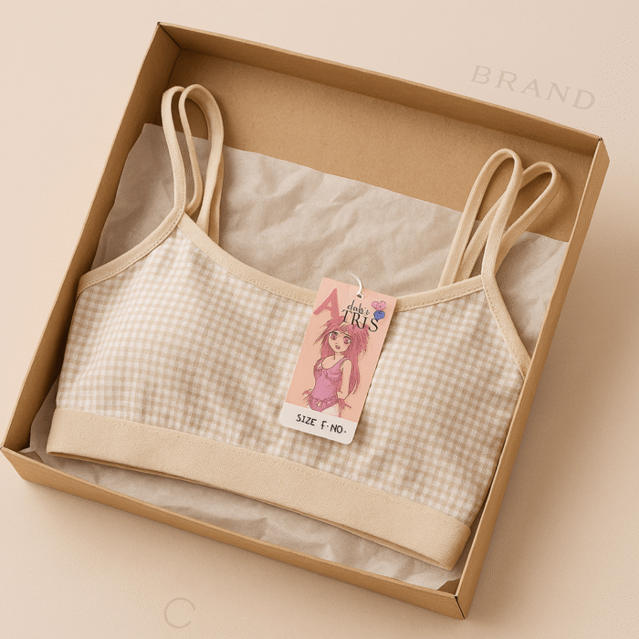 Dotted Style Soft Malai Bra for Girls, Double Straps Lightweight Comfortable Non-Padded Bra, Everyday Wear, Beige, Sizes S–34, Cups A & B - Image 2