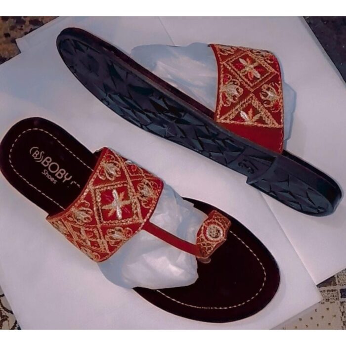 Kolhapuri Slipper Design No. 25-78 Traditional Red & Dark Maroon super Handcrafted Leather Footwear for Women - Image 4