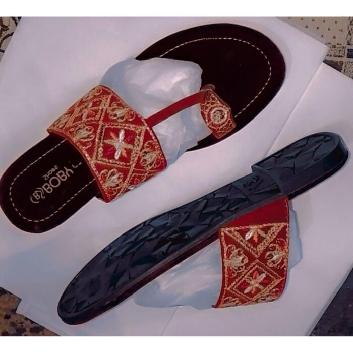 Kolhapuri Slipper Design No. 25-78 Traditional Red & Dark Maroon super Handcrafted Leather Footwear for Women - Image 3