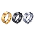 Pack of 3 Gold Plated & Silver Plated Band Rings super Stylish Unisex Rings Set in Black, Golden & Silver Colours - Image 3