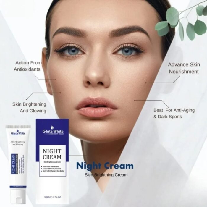 Gluta White Night Cream 50ml | Advanced Brightening & Anti,Aging Formula with Glutathione & Vitamins - Image 3