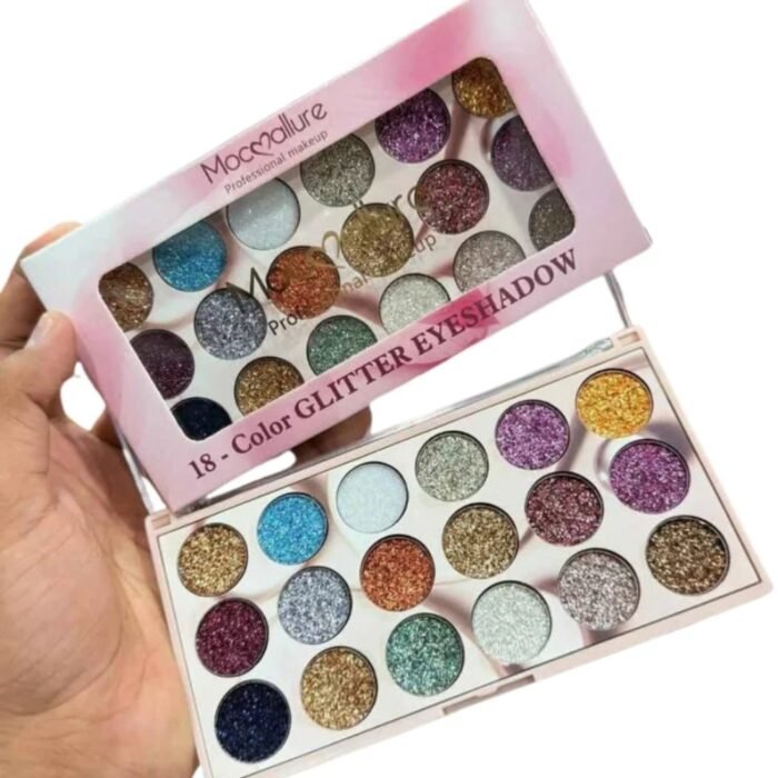 Mocallure 18 Color Glitter Kit, High Pigment Glitter Makeup Palette for Eyes, Lips & Face - Image 3