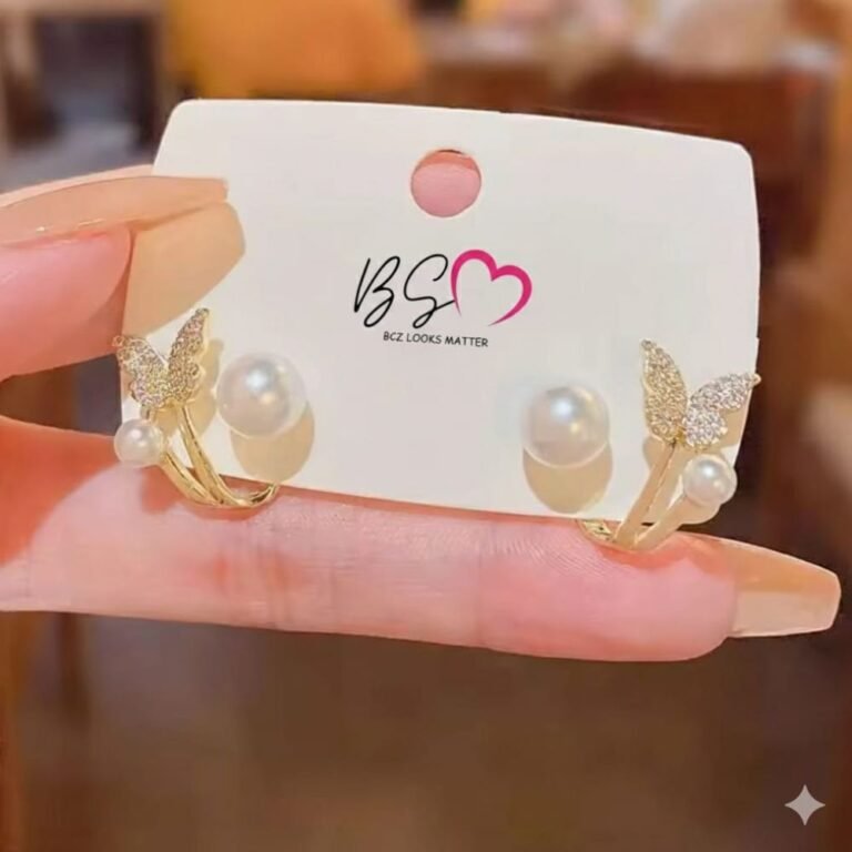 Butterfly Pearl Korean Earrings