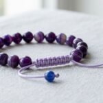 Amethyst Stone Bracelet, Natural Purple Crystal Quartz Stretch Wrist Band - Image 4