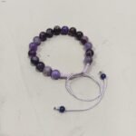 Amethyst Stone Bracelet, Natural Purple Crystal Quartz Stretch Wrist Band - Image 2