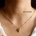 Ball Chain Heart Korean Pendant, Elegant Golden Necklace - Image 2