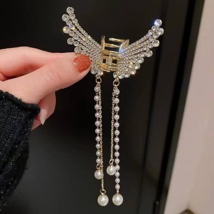 Beautiful Zircon Korean Butterfly Hair Claw With Long Tassel - Image 3