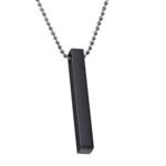 Stainless Steel Bar Pendant Necklace Set of 2, Silver & Black - Image 3