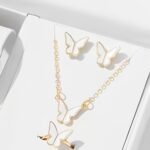 Butterfly Jewelry Set Pack of 4, Pendant, Necklace, Earrings & Ring for Women